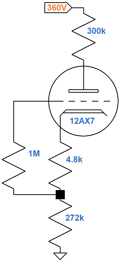 Guild phase inverter equivlant DC circuit for one triode