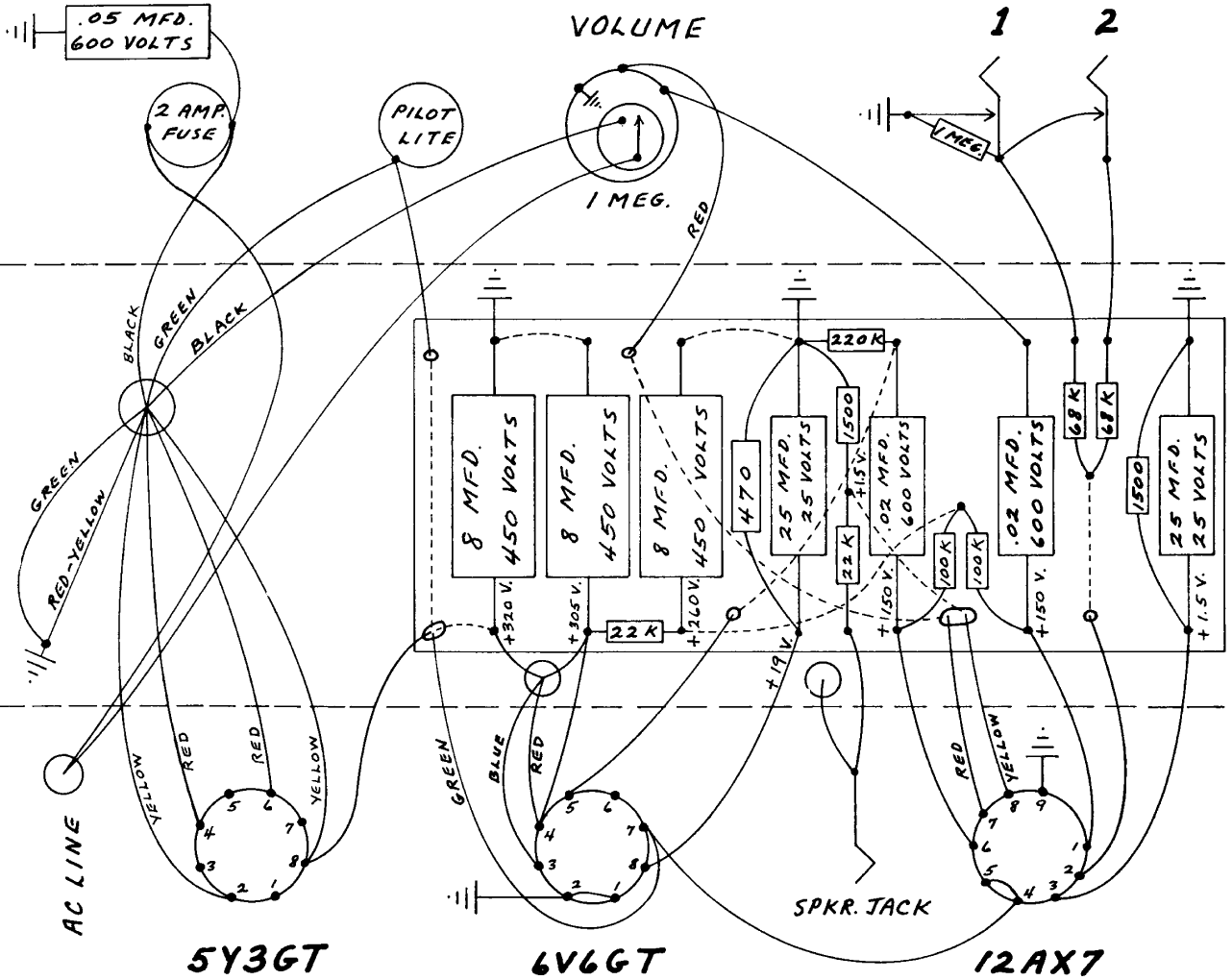 Fender Champ 5E1 layout