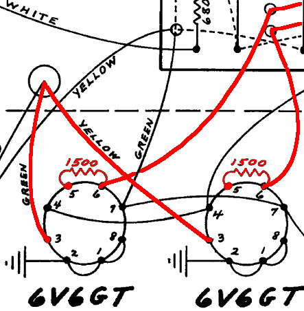 Fender Harvard 5F10 power tube layout