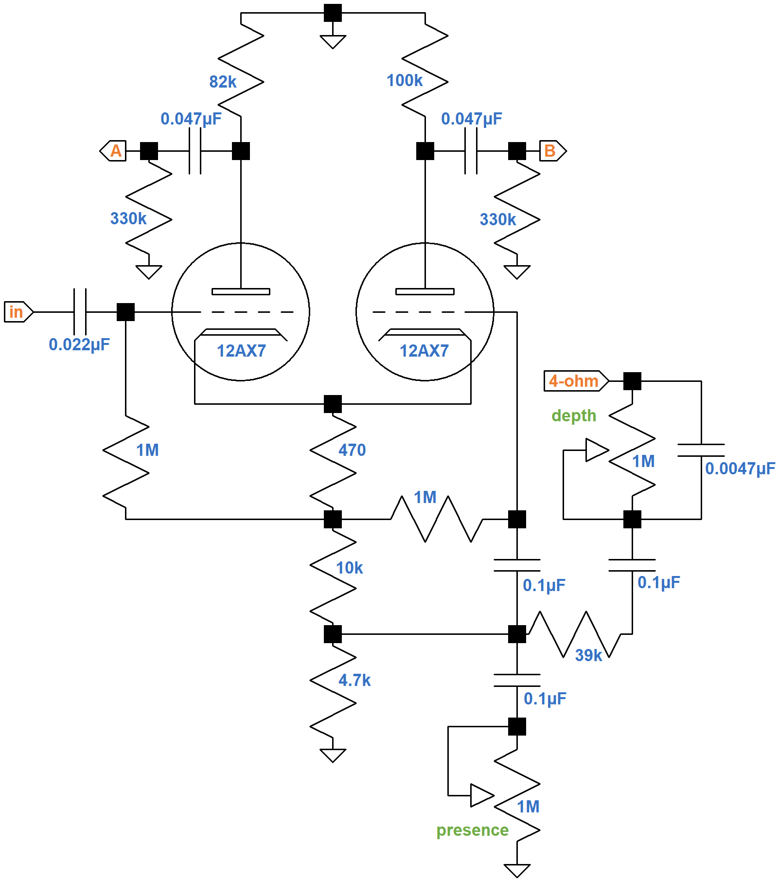 Soldano SLO phase inverter, power amp, and global negative feedback