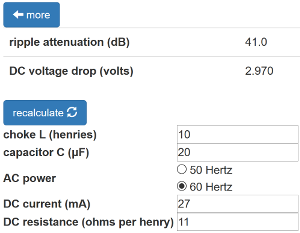 LC ripple filter calculator