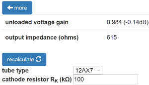 cathode follower calculator