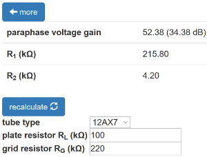 paraphase resistor calculator