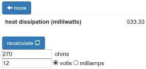 resistor power rating calculator