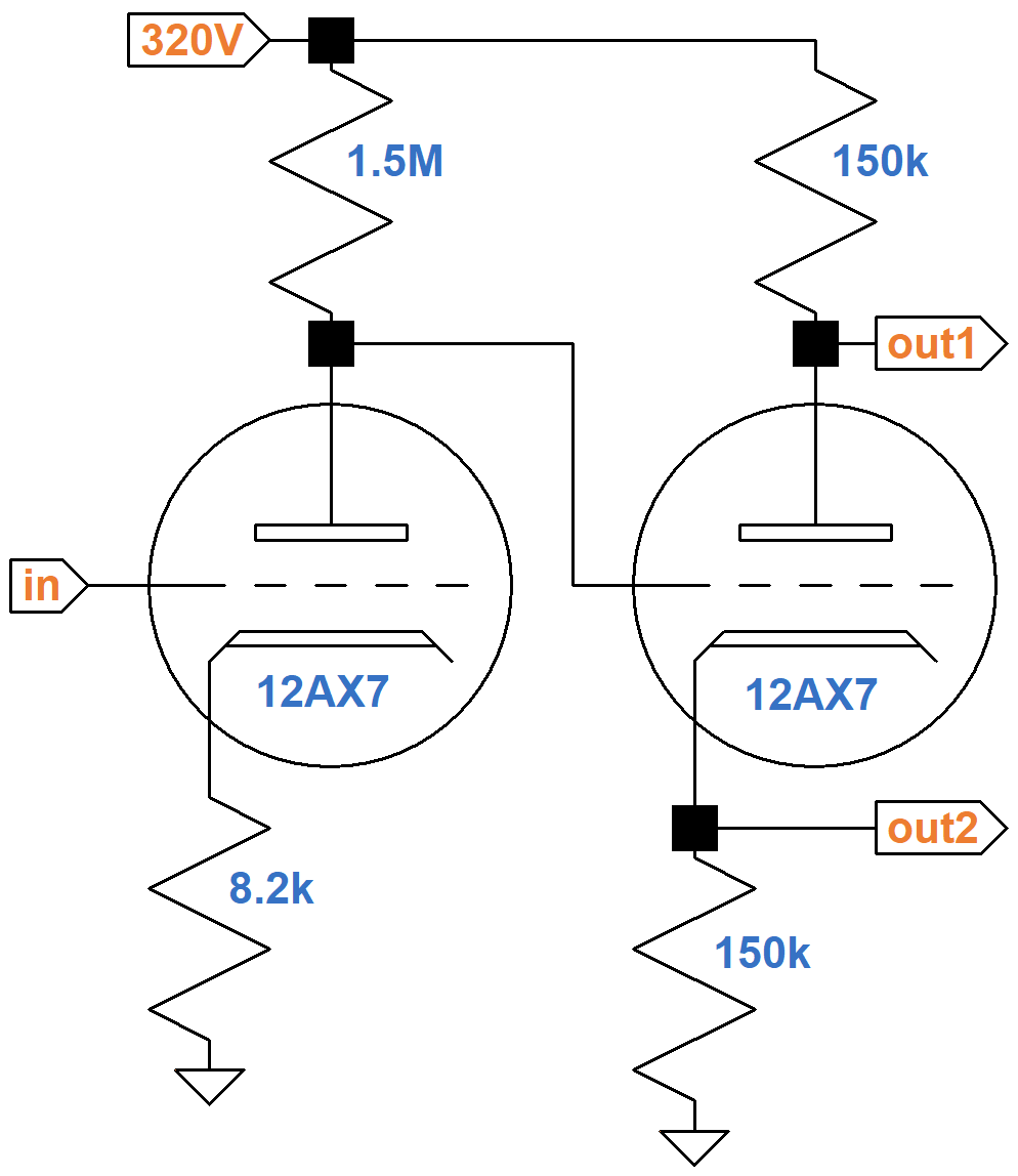 Ampeg Jet 12 driver and phase inverter schematic