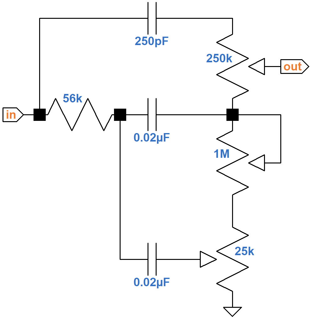 Fender Bassman 5F6-A tone stack schematic