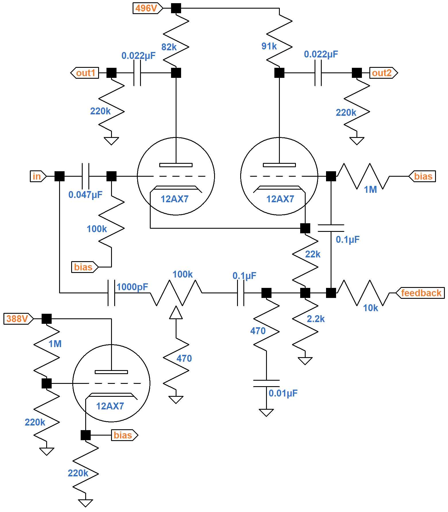 Hiwatt fixed-bias phase inverter