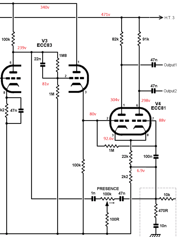 Hiwatt phase inverter voltages