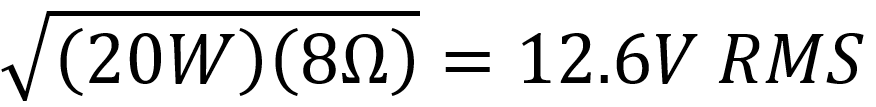 RMS speaker voltage at full power