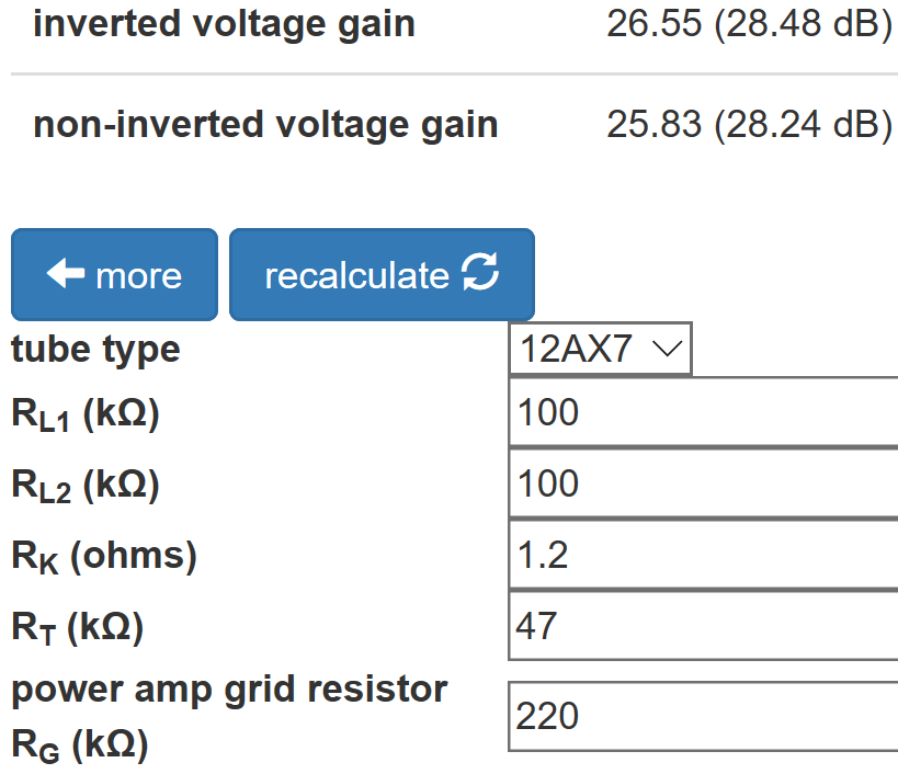 Vox AC15 phase inverter voltage gains