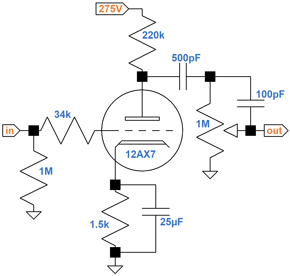 Vox AC30 bright channel preamp circuit