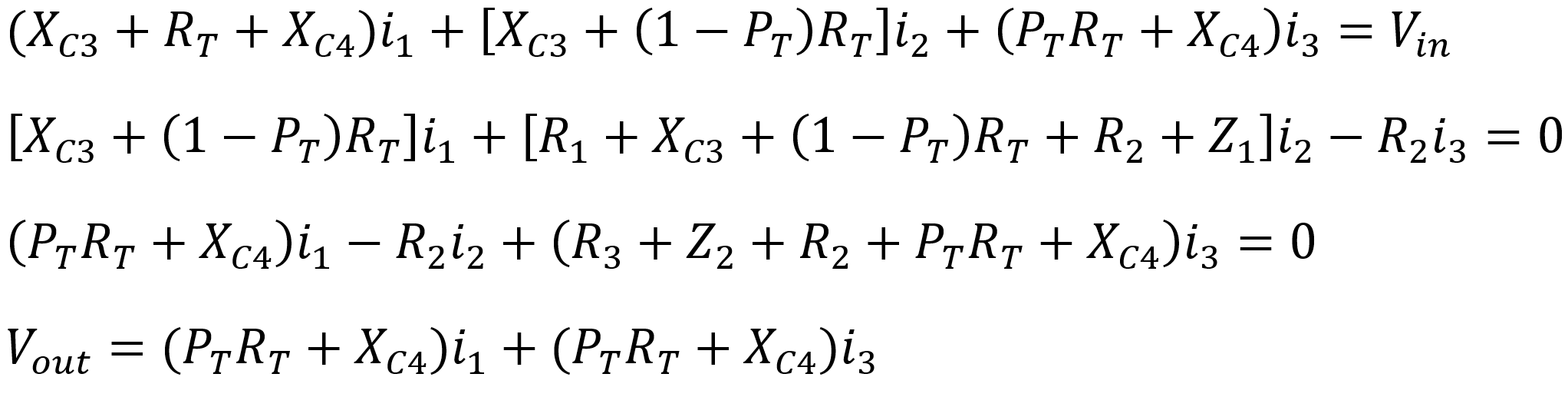 Tone Stack Loop Equations Rearranged