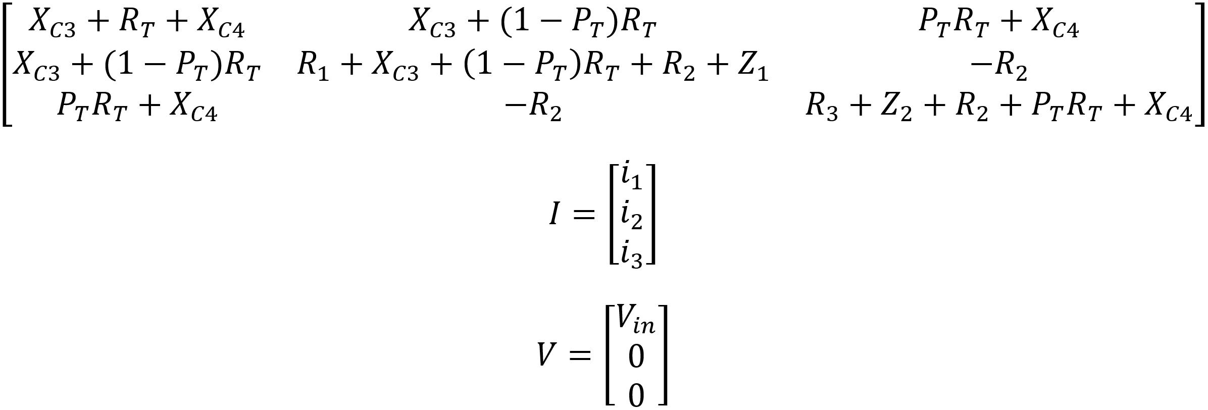 Tone Stack Loop Equations in Matrix Form