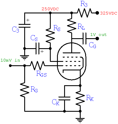 pentode preamp circuit - screen and plate supply voltage